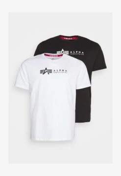 Alpha Industries PLUS ALPHA LABEL 2 PACK - T-Shirt Print - Black/white -Indicode Jeans Verkäufe 66a28ee92edb49e18e8905e502cdc6ab