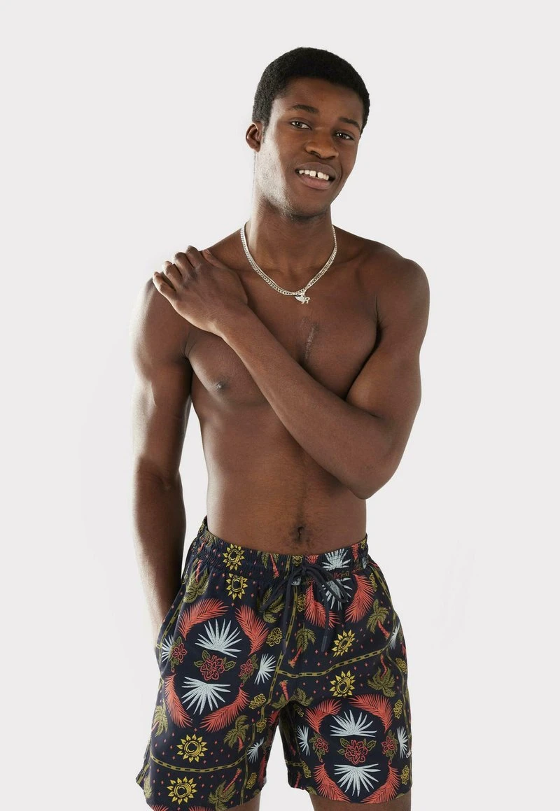 TILE PALM - Badeshorts - Navy 3 TILE PALM - Badeshorts - Navy