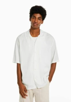 BERSHKA RUSTIC SHORT SLEEVE - Hemd - Off White